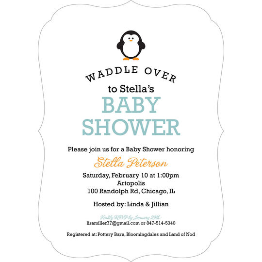 Lagoon Penguin Waddle Over Shower Invitations